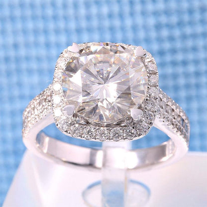 925 Sterling Silver Round Cut CZ Halo Ring for women 5