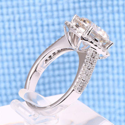 925 Sterling Silver Round Cut CZ Halo Ring for women 6