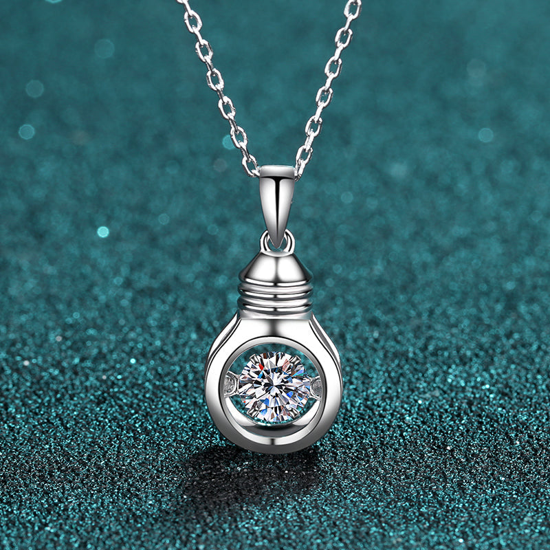 925 Sterling Silver Round Cut CZ Bulb Shaped Dancing Pendant Necklace 4