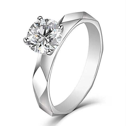 925 Sterling Silver Round Cut CZ Solitaire Ring 1