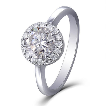 925 Sterling Silver Round Cut CZ Halo Ring 1