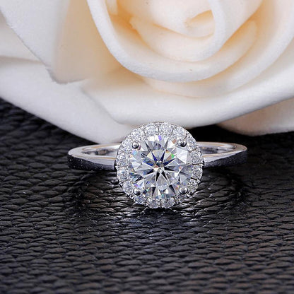 925 Sterling Silver Round Cut CZ Halo Ring 2