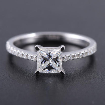 925 Sterling Silver Princess Cut CZ Classic Ring 4