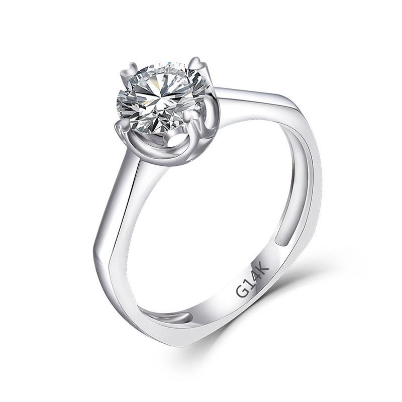 925 Sterling Silver Round Cut CZ Classic Solitaire Ring 1