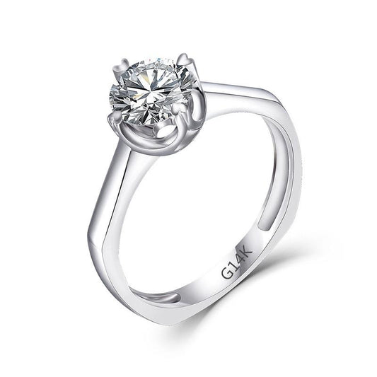 925 Sterling Silver Round Cut CZ Classic Solitaire Ring 1