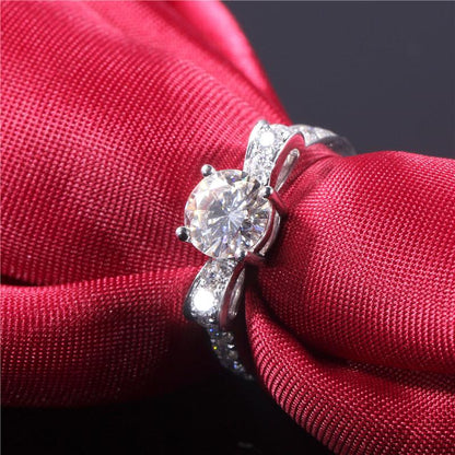 925 Sterling Silver Round  Cut CZ Classic bow-knot Ring 8