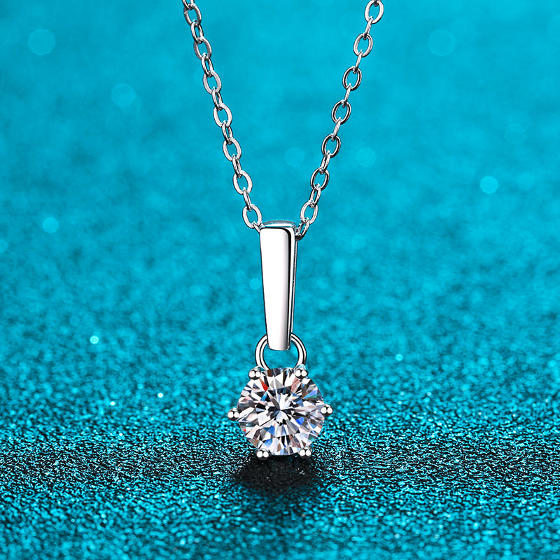 925 Sterling Silver Round Cut CZ Diamond Classic Pendant Necklace 4