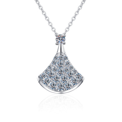 925 Sterling Silver Round Cut CZ Small Skirt Pendant Necklace 1