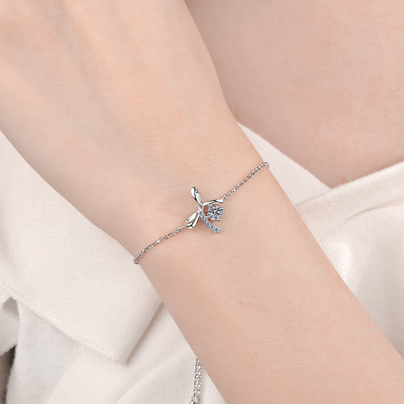 925 Sterling Silver Bow-Knot Round Cut CZ Bracelet 3