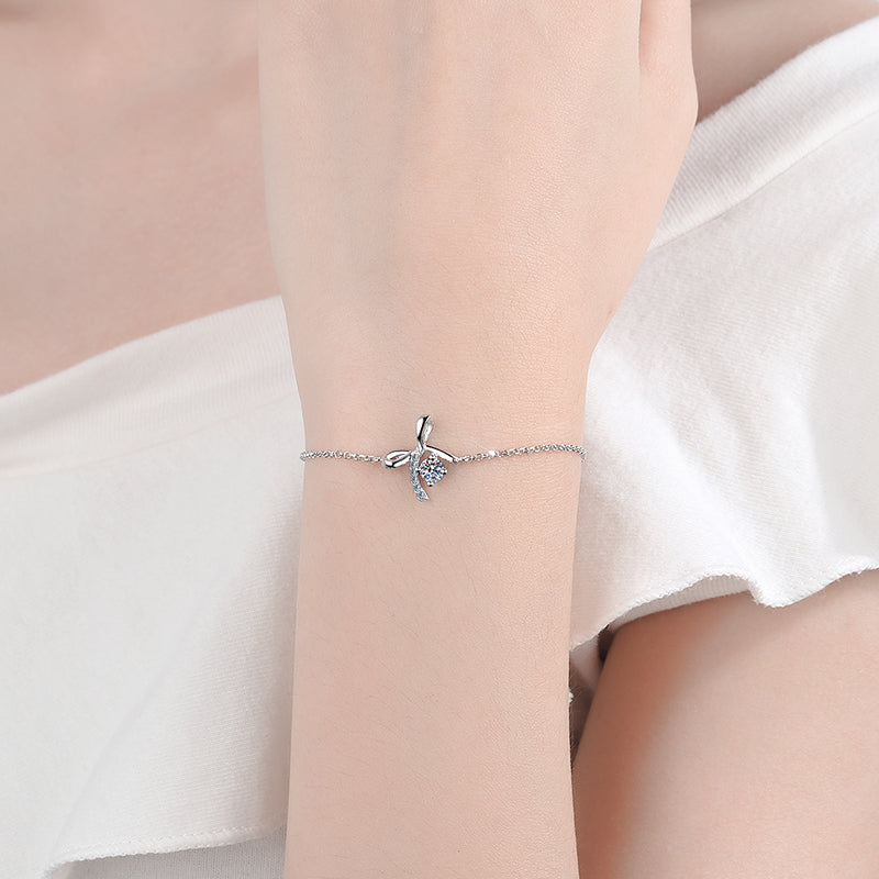 925 Sterling Silver Bow-Knot Round Cut CZ Bracelet 2