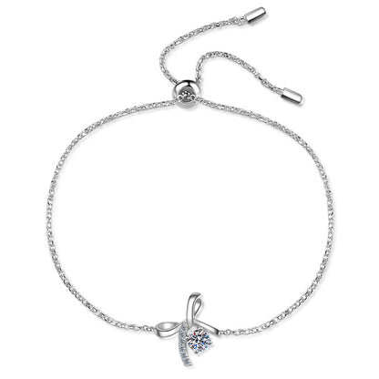 925 Sterling Silver Bow-Knot Round Cut CZ Bracelet 1