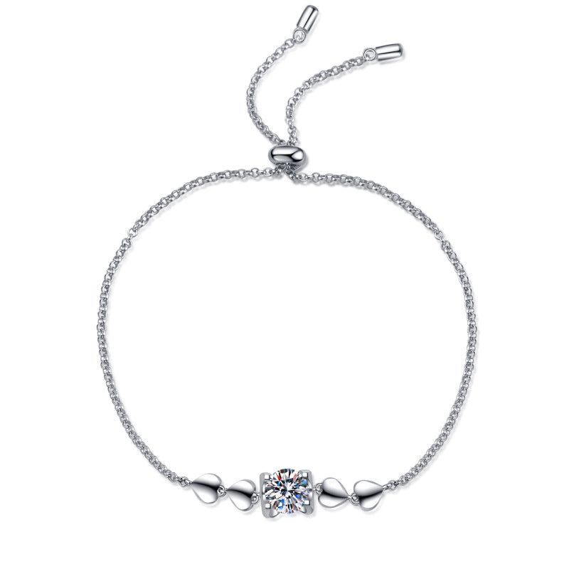 925 Sterling Silver Heart Love Round Cut CZ Bracelet 1