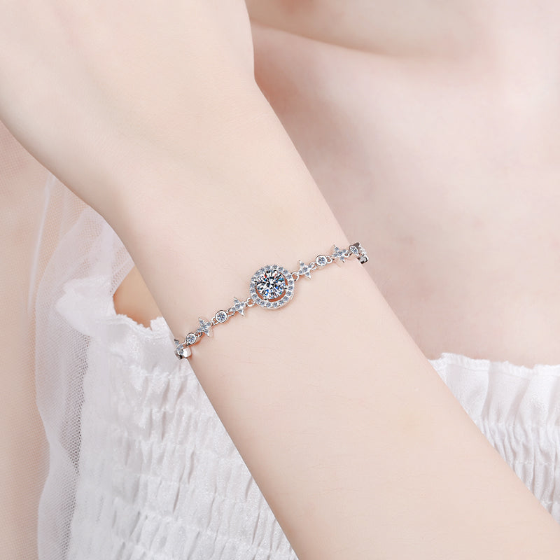 925 Sterling Silver Halo Round Cut CZ Diamond Bracelet 2