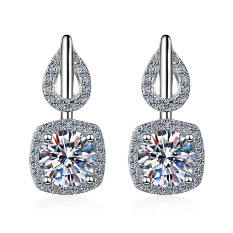 925 Sterling Silver Round Cut Cubic Zirconia Classic Earrings 1