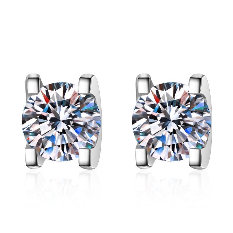 925 Sterling Silver Round Cut CZ Simple Classic Stud Earrings 1