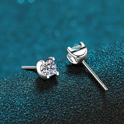 925 Sterling Silver Round Cut CZ Simple Classic Stud Earrings 4