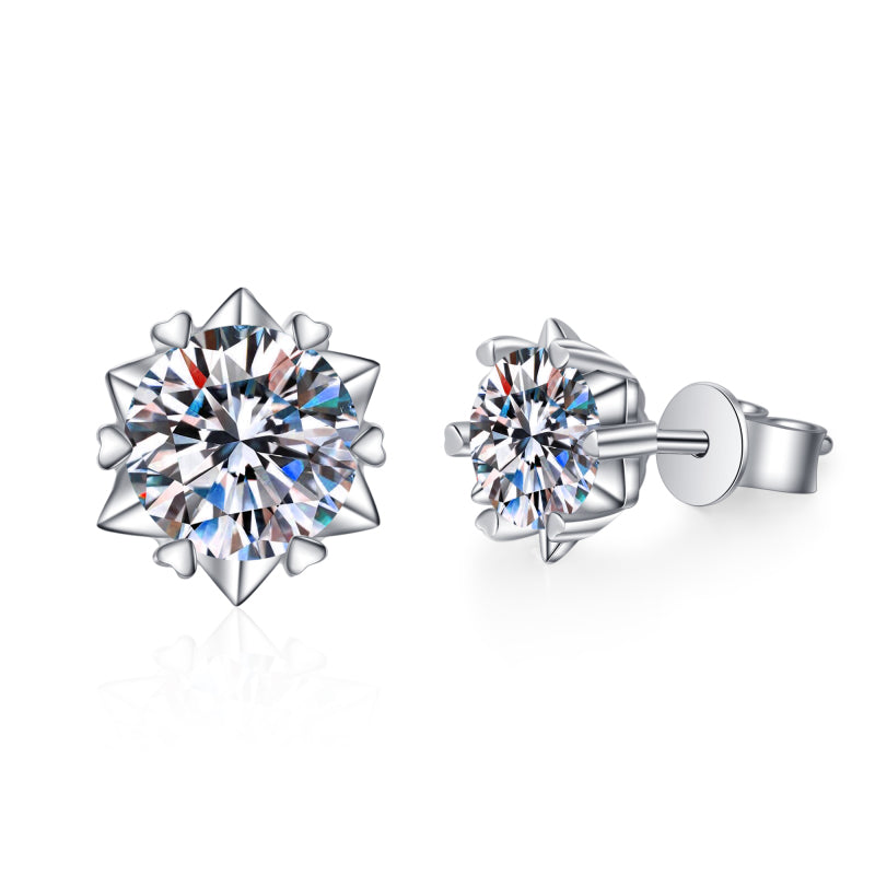 925 Sterling Silver Round Cut Cubic Zirconia Classis Stud Earrings 1