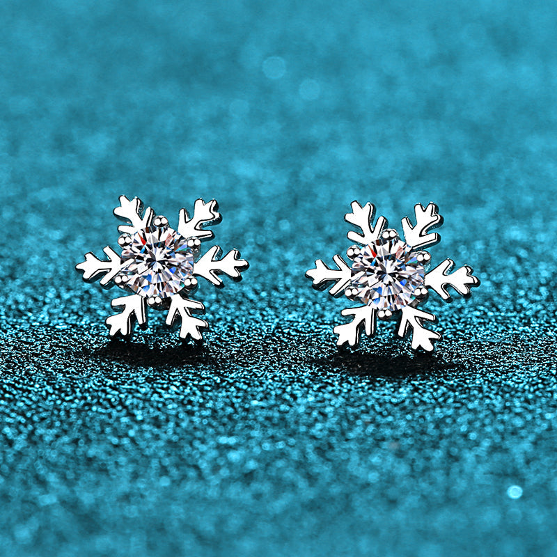 925 Sterling Silver Round Cut 925 Sterling Silver Snowflake Stud Earrings 6