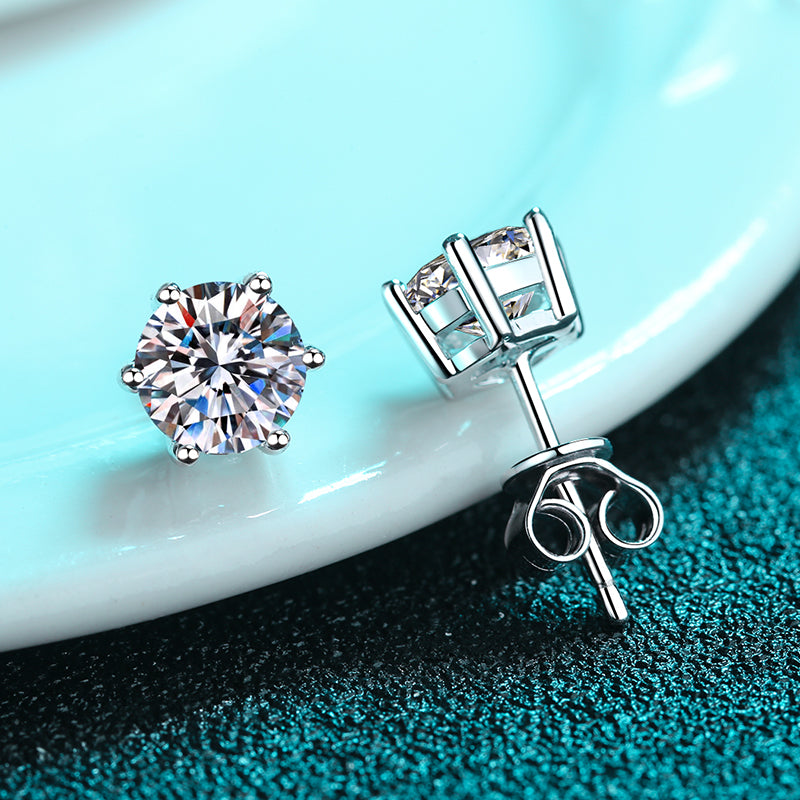 925 Sterling Silver Round Cut Cubic Zirconia Classis Stud Earrings 5