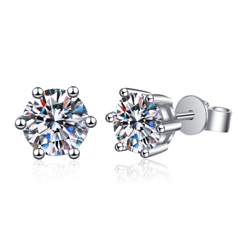 925 Sterling Silver Round Cut Cubic Zirconia Classis Stud Earrings 1