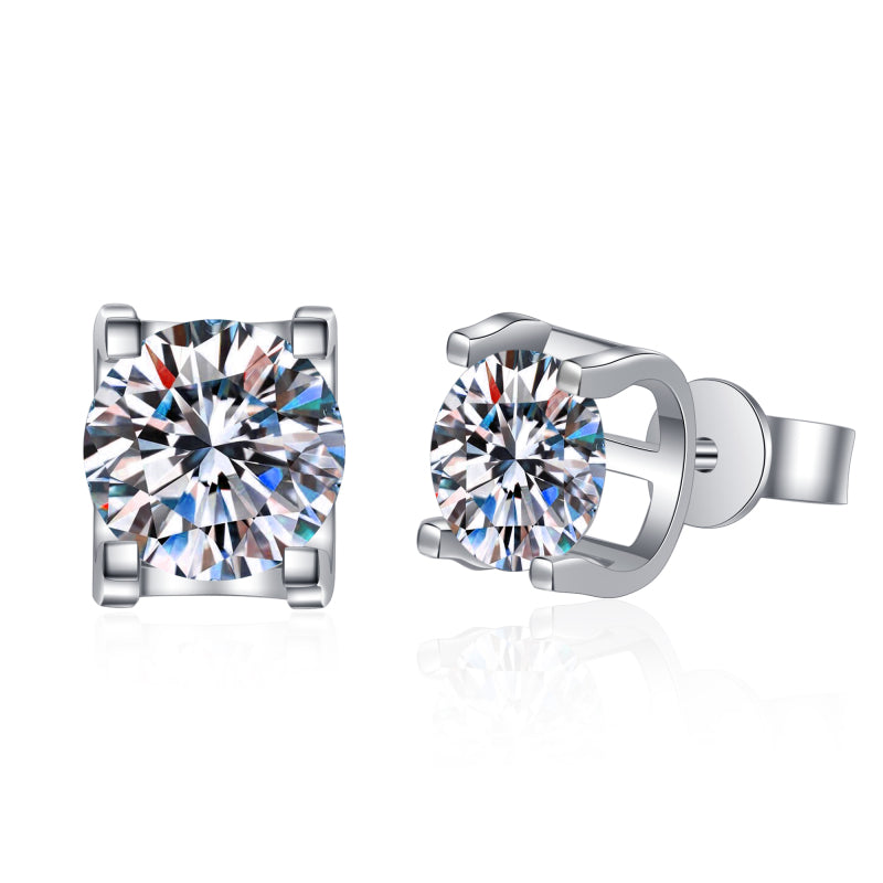 925 Sterling Silver Round Cut Cubic Zirconia Classis Stud Earrings 1