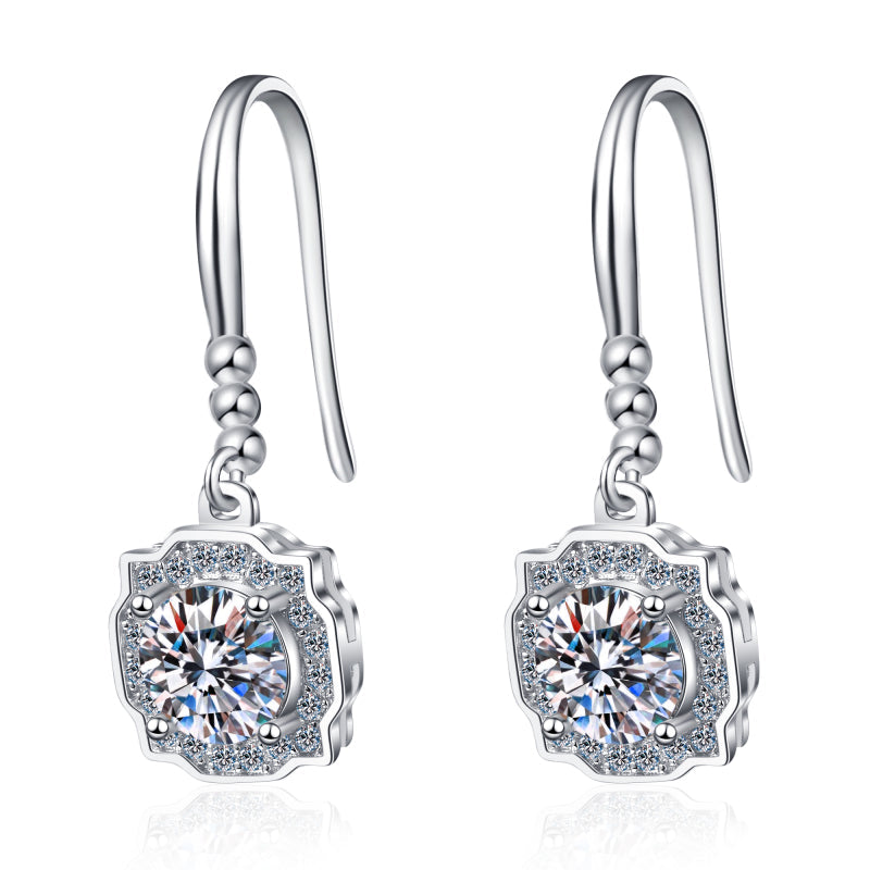 925 Sterling Silver Round Cut Cubic Zirconia Ear Hook Earrings 1