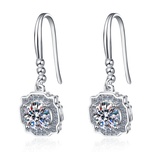 925 Sterling Silver Round Cut Cubic Zirconia Ear Hook Earrings 1