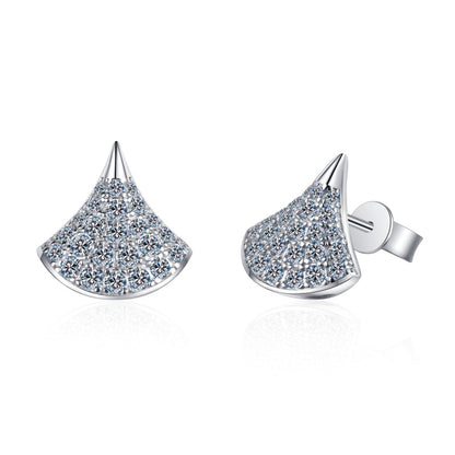 925 Sterling Silver Round Cut CZ Small Skirt Earrings 1