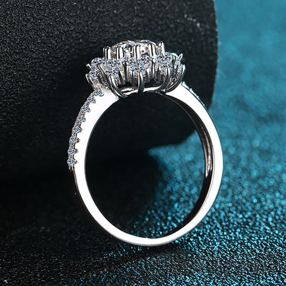 925 Sterling Silver Round Cut CZ Halo Ring 2