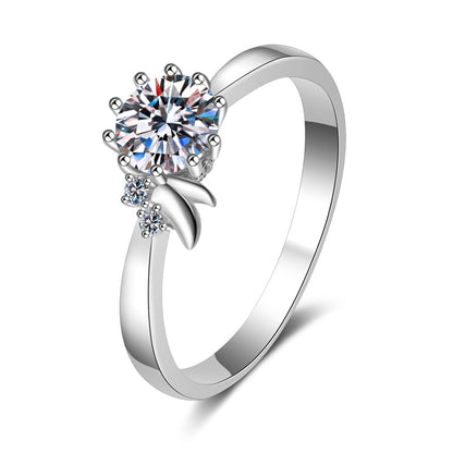 925 Sterling Silver Round Cut CZ Simple Fashion Ring 1