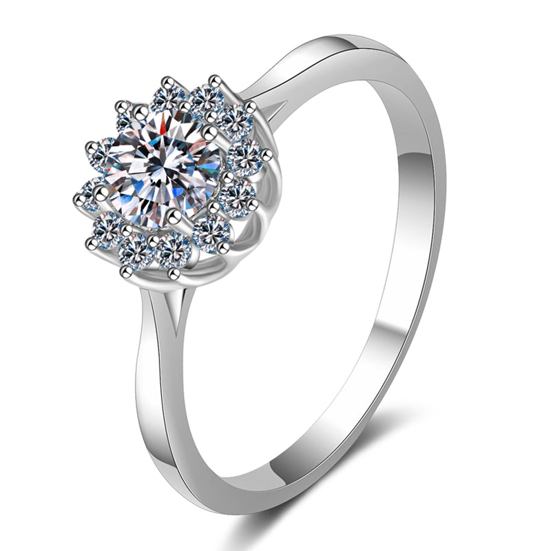 925 Sterling Silver Round Cut CZ Halo Ring 1