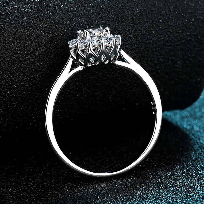 925 Sterling Silver Round Cut CZ Halo Ring 3