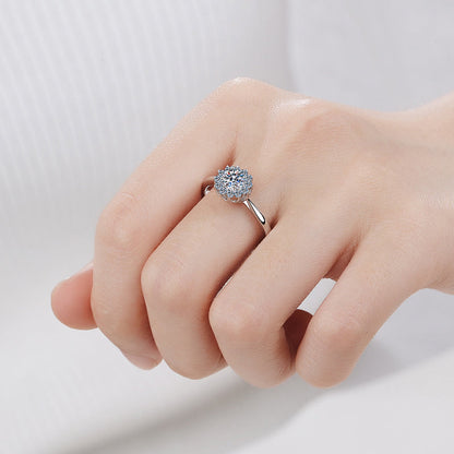 925 Sterling Silver Round Cut CZ Halo Ring 2