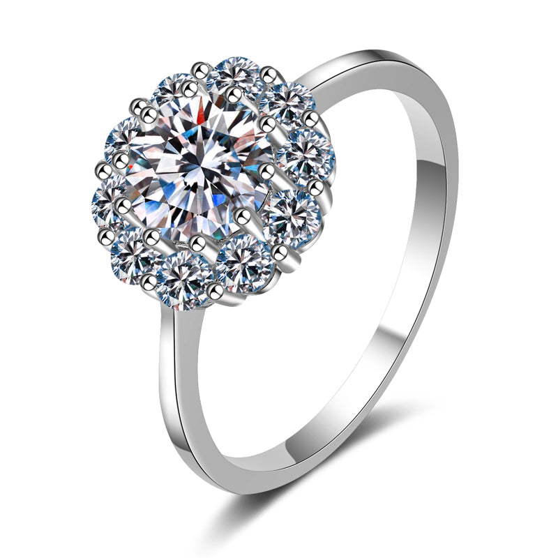 925 Sterling Silver Round Cut CZ Halo Ring 1