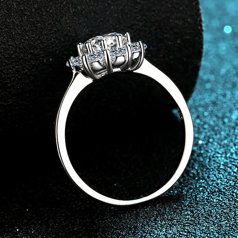 925 Sterling Silver Round Cut CZ Halo Ring 3