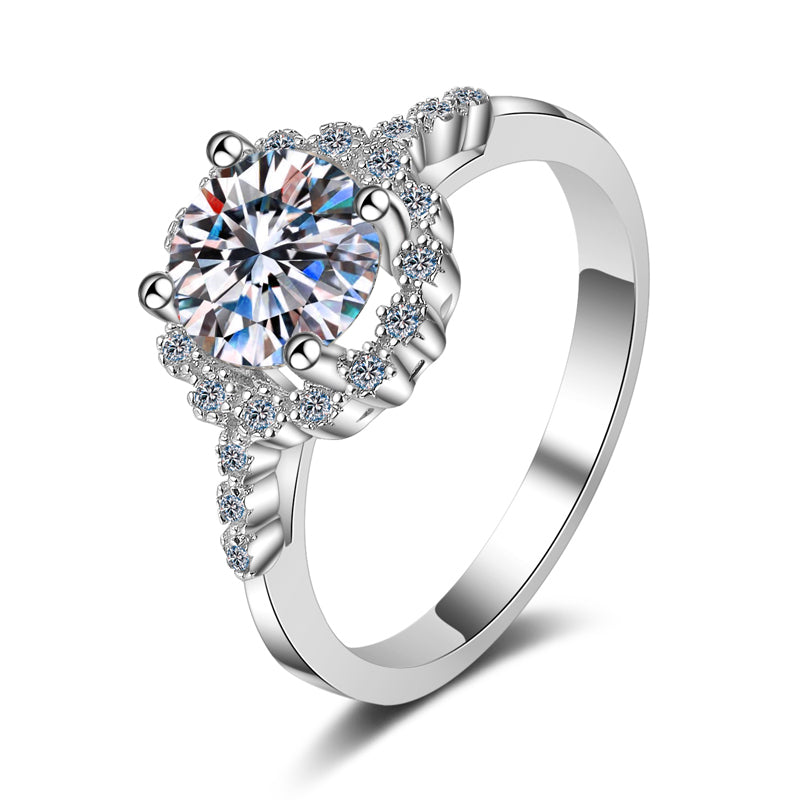 925 Sterling Silver Round Cut CZ Halo Ring 1