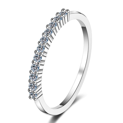 925 Sterling Silver Round Cut CZ Half Eternity Ring 1