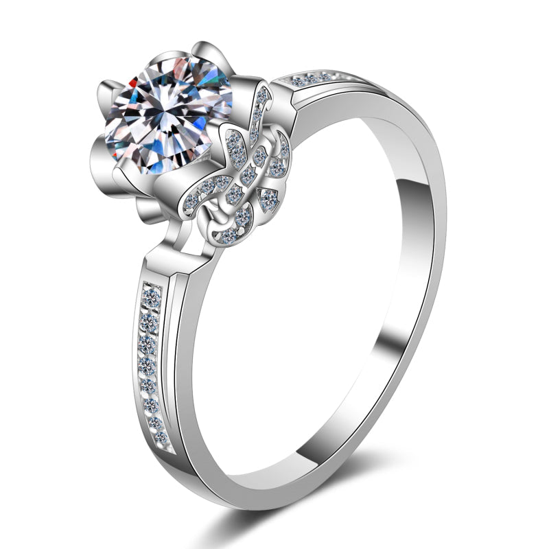 925 Sterling Silver Round Cut CZ Classic Ring 1