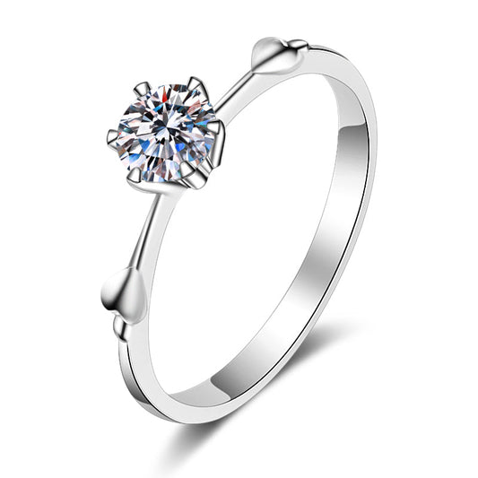 925 Sterling Silver Round Cut CZ Solitaire Cupid's Arrow Ring 1