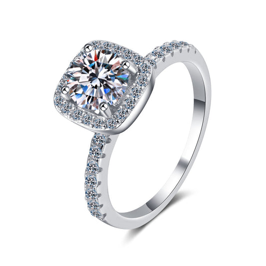 925 Sterling Silver Round Cut CZ Halo Ring 1