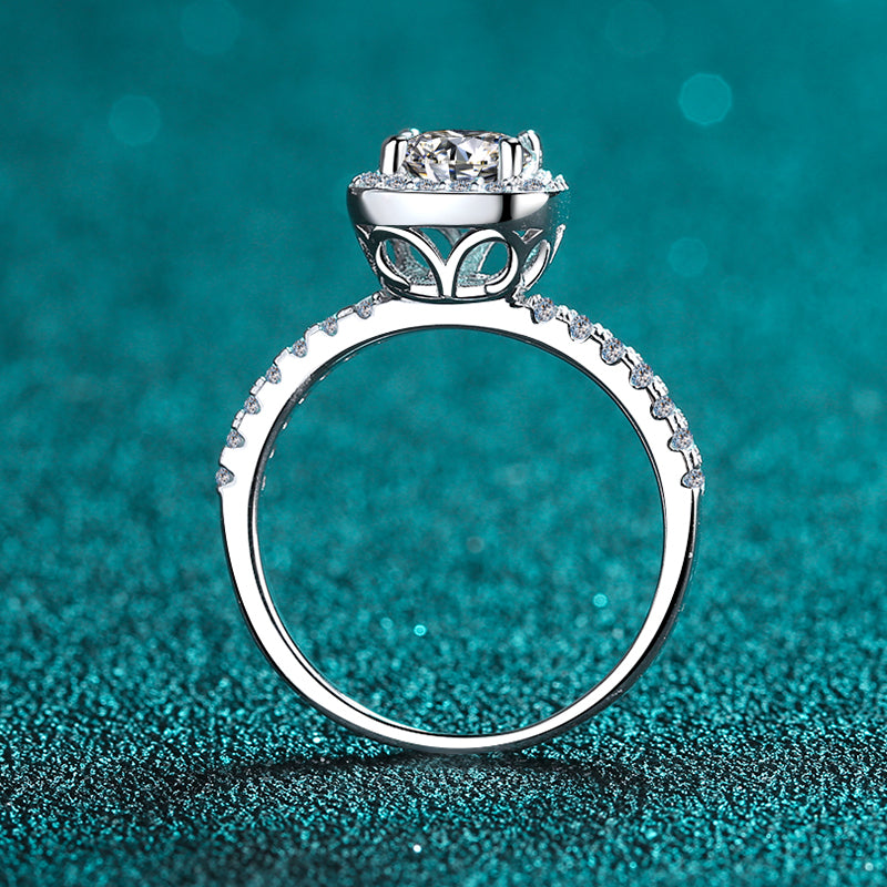 925 Sterling Silver Round Cut CZ Halo Ring 5