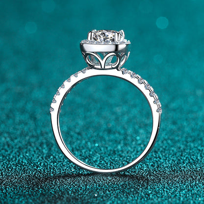 925 Sterling Silver Round Cut CZ Halo Ring 5