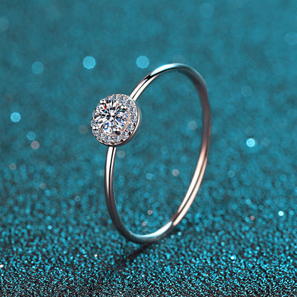 925 Sterling Silver Round Cut CZ Halo Ring 5