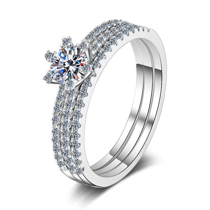 925 Sterling Silver Round Cut CZ Classic Bridal Ring 1