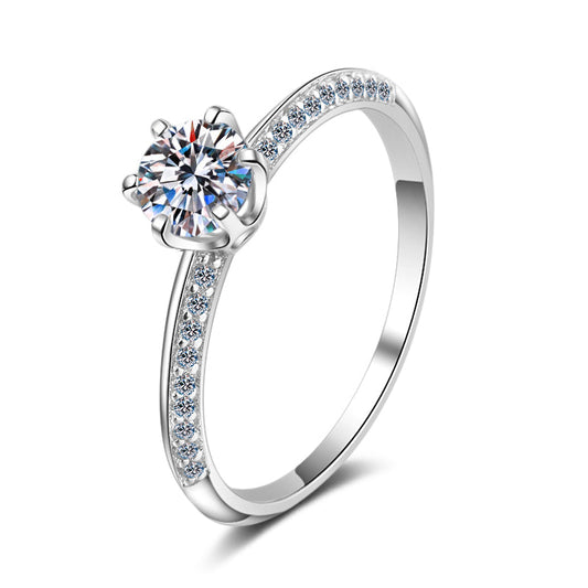 925 Sterling Silver Round Cut CZ Classic Ring 1