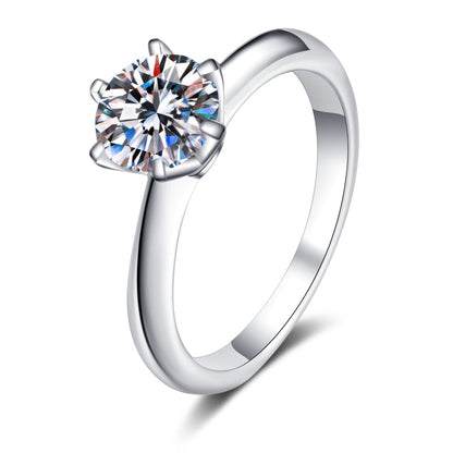 925 Sterling Silver Round Cut CZ Classic Solitaire Ring 1