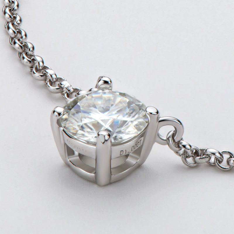 925 Sterling Silver Classic Round Brilliant Cut CZ Diamond Pendant Necklace 4