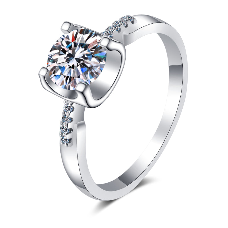 925 Sterling Silver Classic Round Cut 1.0ct CZ Ring 1