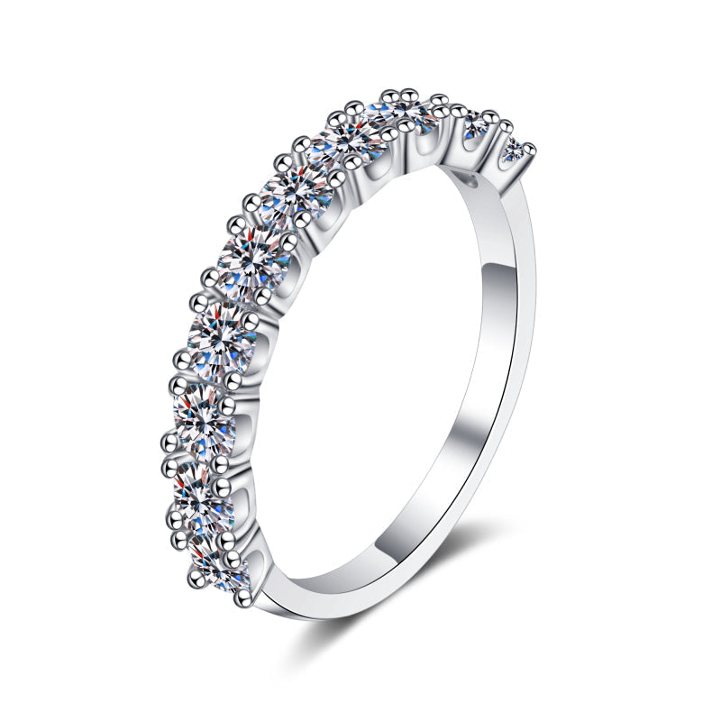 925 Sterling Silver Half Eternity Round Cut CZ Ring 1