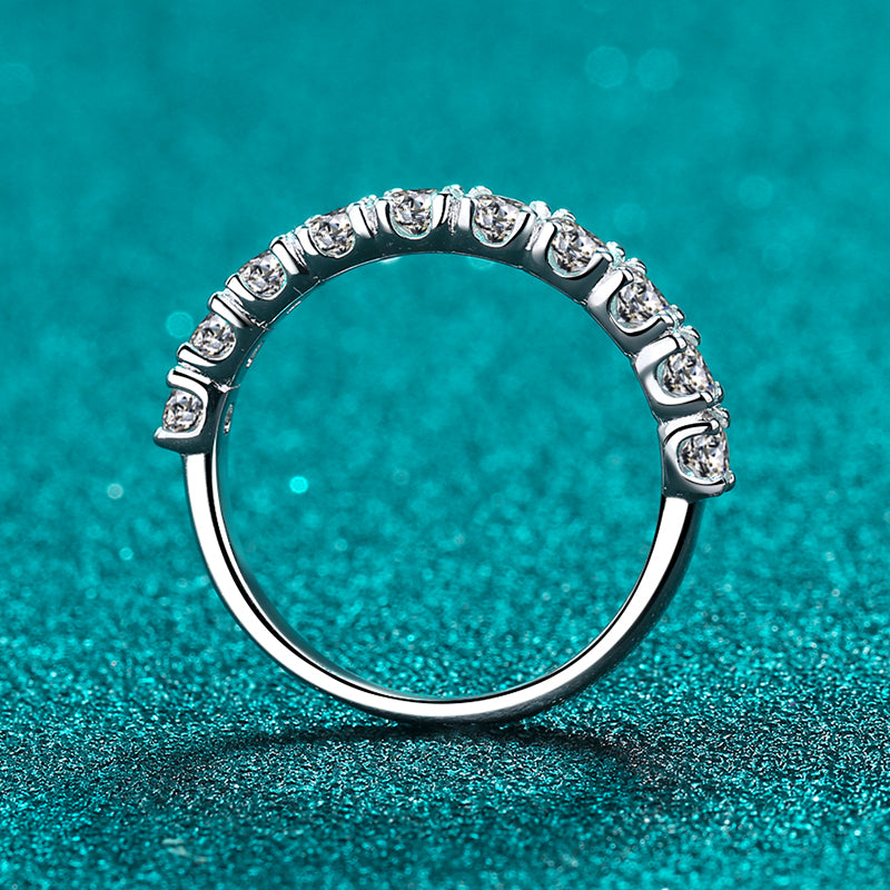 925 Sterling Silver Half Eternity Round Cut CZ Ring 6